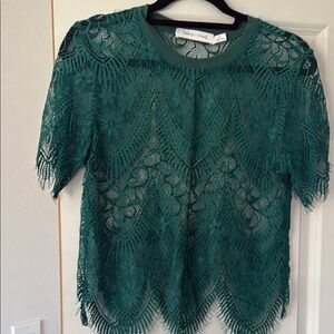 Bishop + Young Green Lace Embellished Blouse